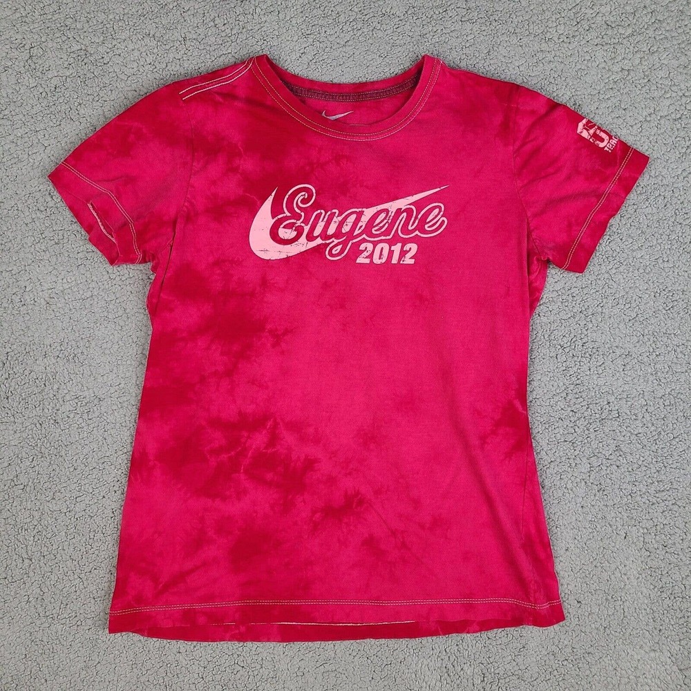 Nike Running T-Shirt Girls XL Pink Tie Dye Slim Fit Olympic 2012‎ Eugene OR
